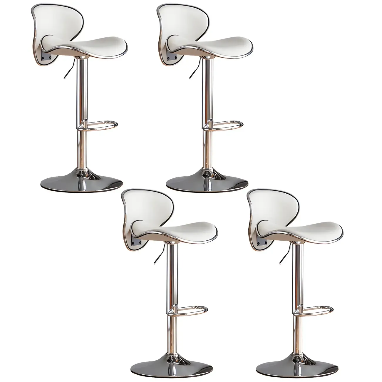 Glam Adjustable Leather Swivel Bar Stools with Backrest for Home Image - 73