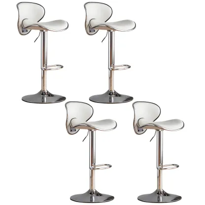 Glam Adjustable Leather Swivel Bar Stools with Backrest for Home Image - 73