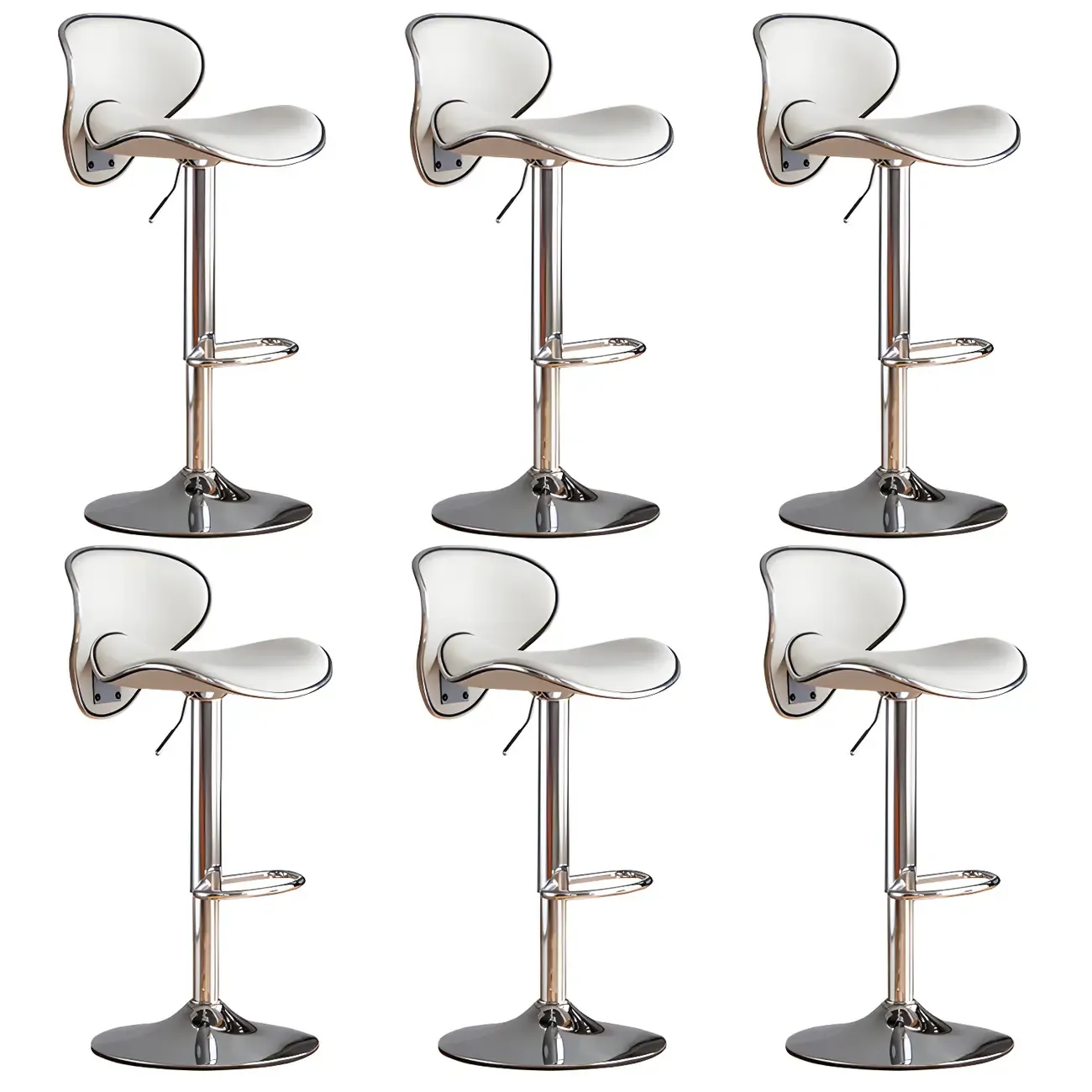 Glam Adjustable Leather Swivel Bar Stools with Backrest for Home Image - 74