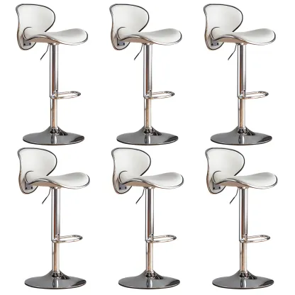 Glam Adjustable Leather Swivel Bar Stools with Backrest for Home Image - 74