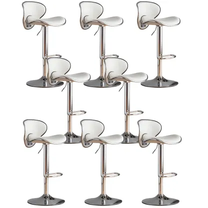 Glam Adjustable Leather Swivel Bar Stools with Backrest for Home Image - 75
