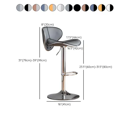 Glam Adjustable Leather Swivel Bar Stools with Backrest for Home #size