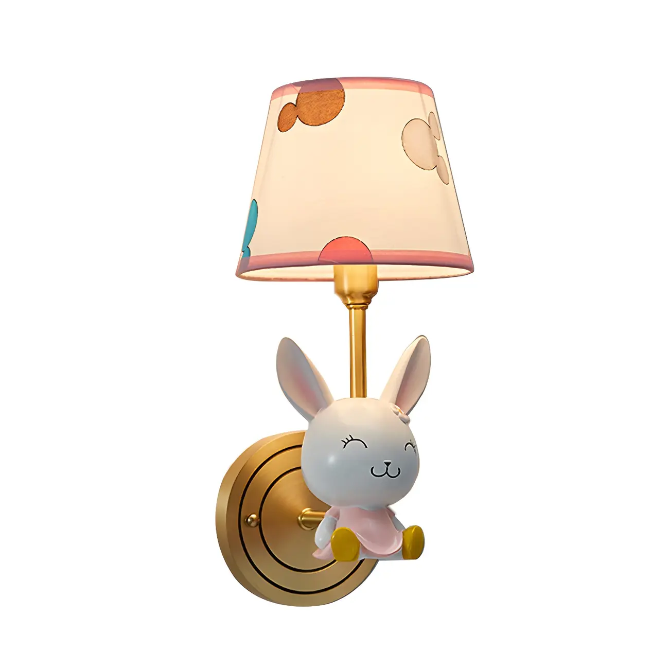 Kids Bunny LED Wall Sconce with Fabric Shade for Bedroom  | homeyfad