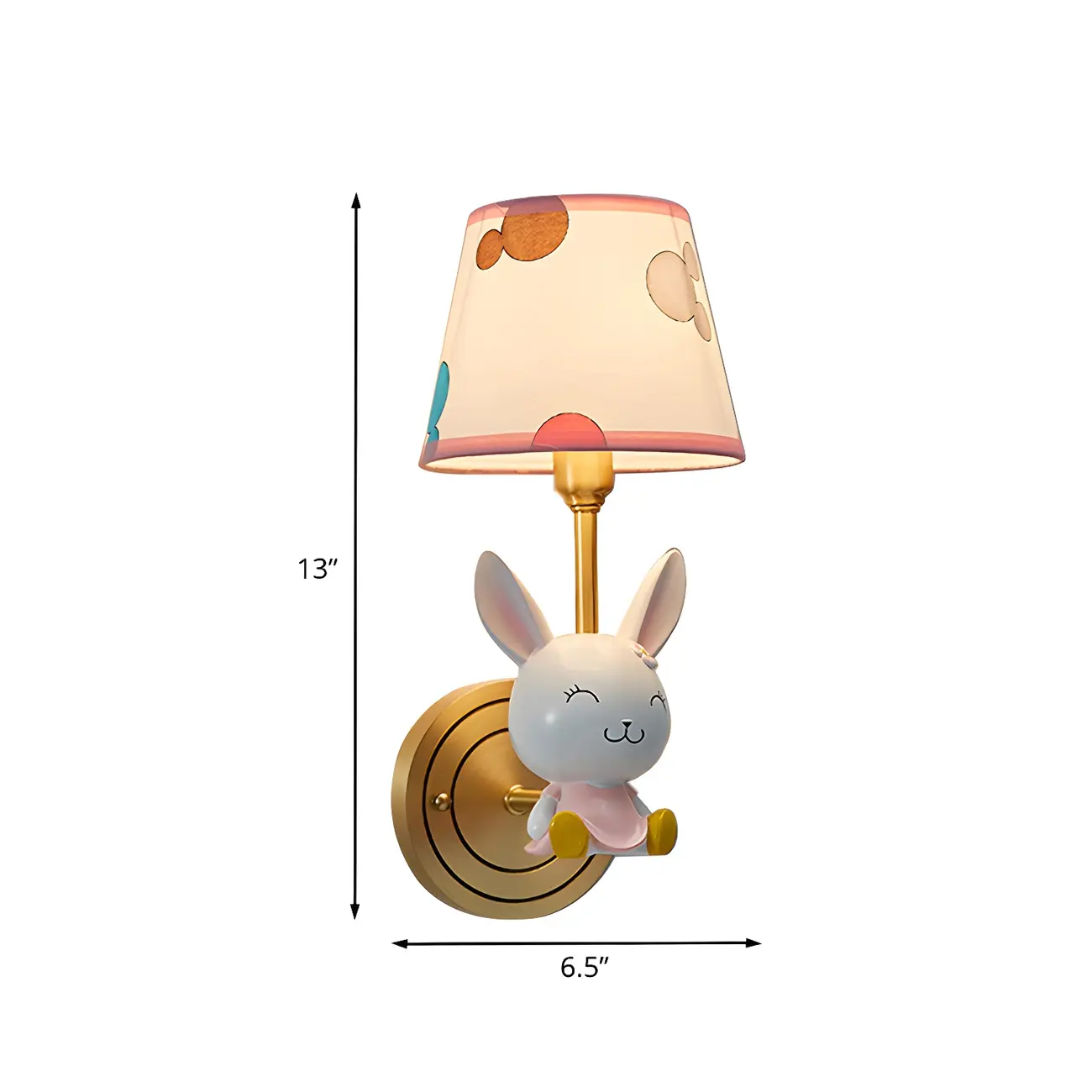 Kids Bunny LED Wall Sconce with Fabric Shade for Bedroom  | homeyfad