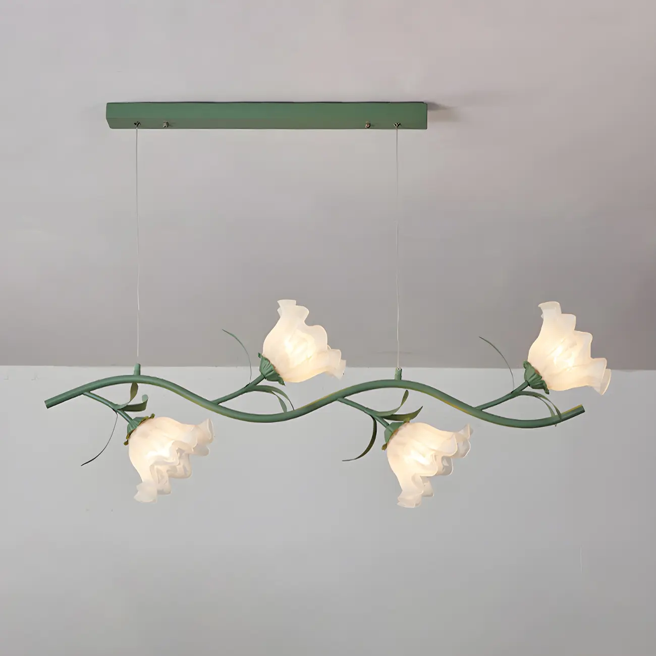 Elegant Modern Flower-Shaped Island Light in Green/White Image - 7 | homeyfad