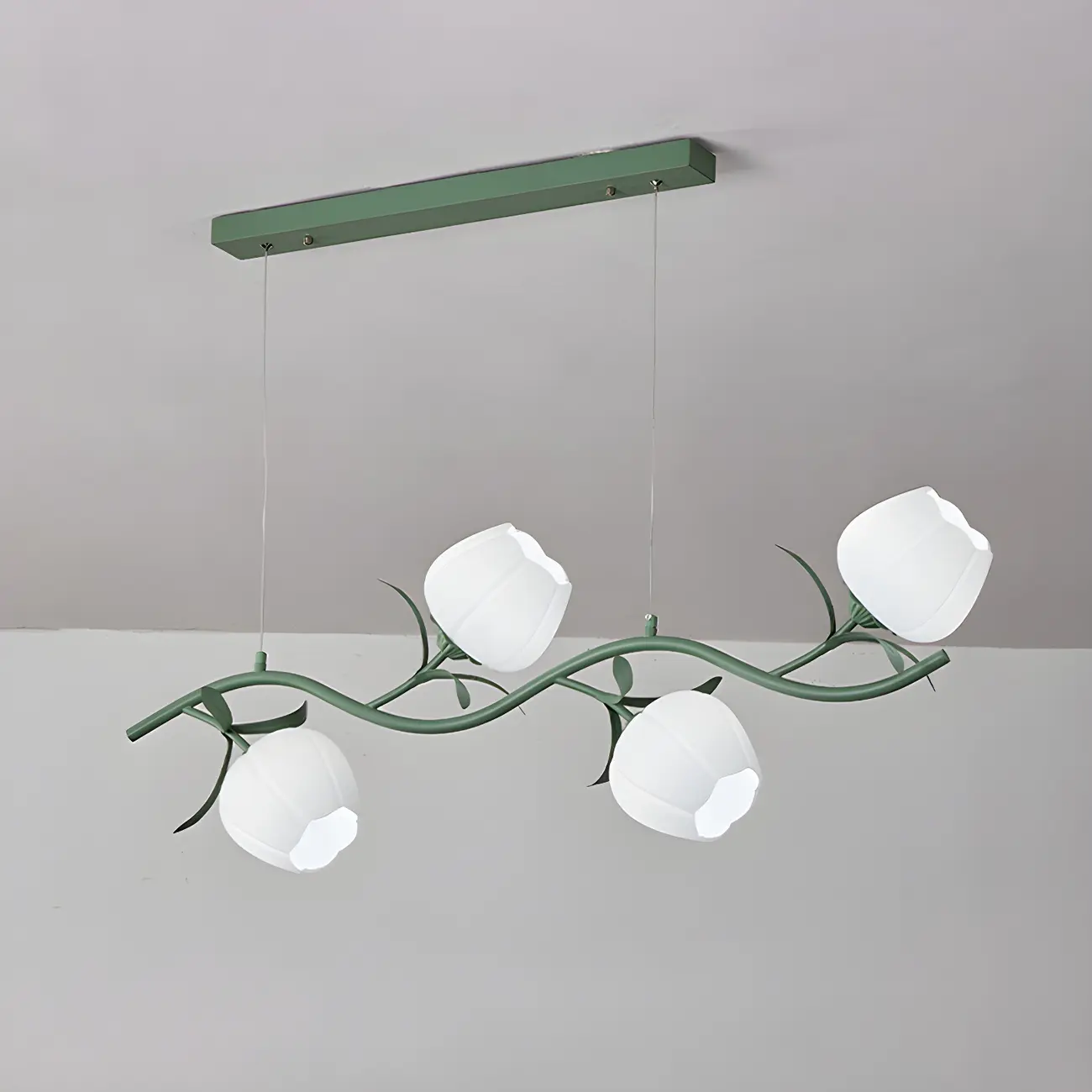 Elegant Modern Flower-Shaped Island Light in Green/White Image - 10 | homeyfad
