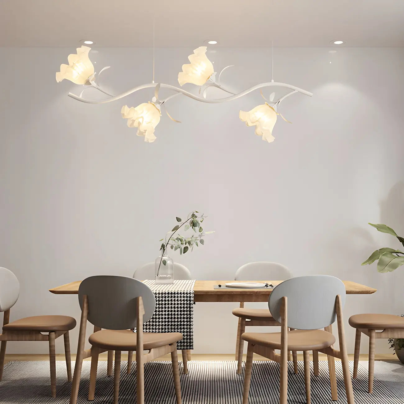 Elegant Modern Flower-Shaped Island Light in Green/White Image - 14 | homeyfad