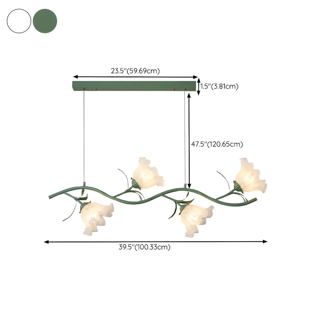 Elegant Modern Flower-Shaped Island Light in Green/White #size | homeyfad