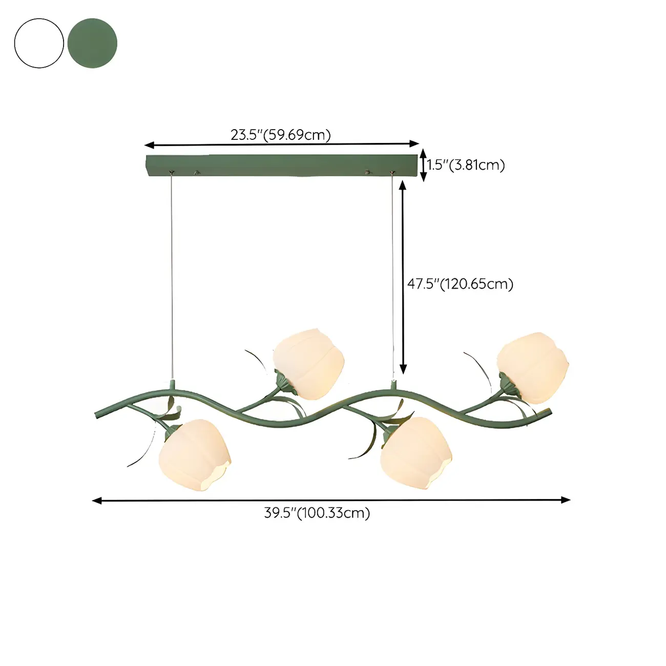 Elegant Modern Flower-Shaped Island Light in Green/White Image - 16 | homeyfad