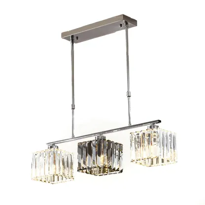 Modern Glass Island Pendant Light with Metal Frame for Kitchen Image - 5