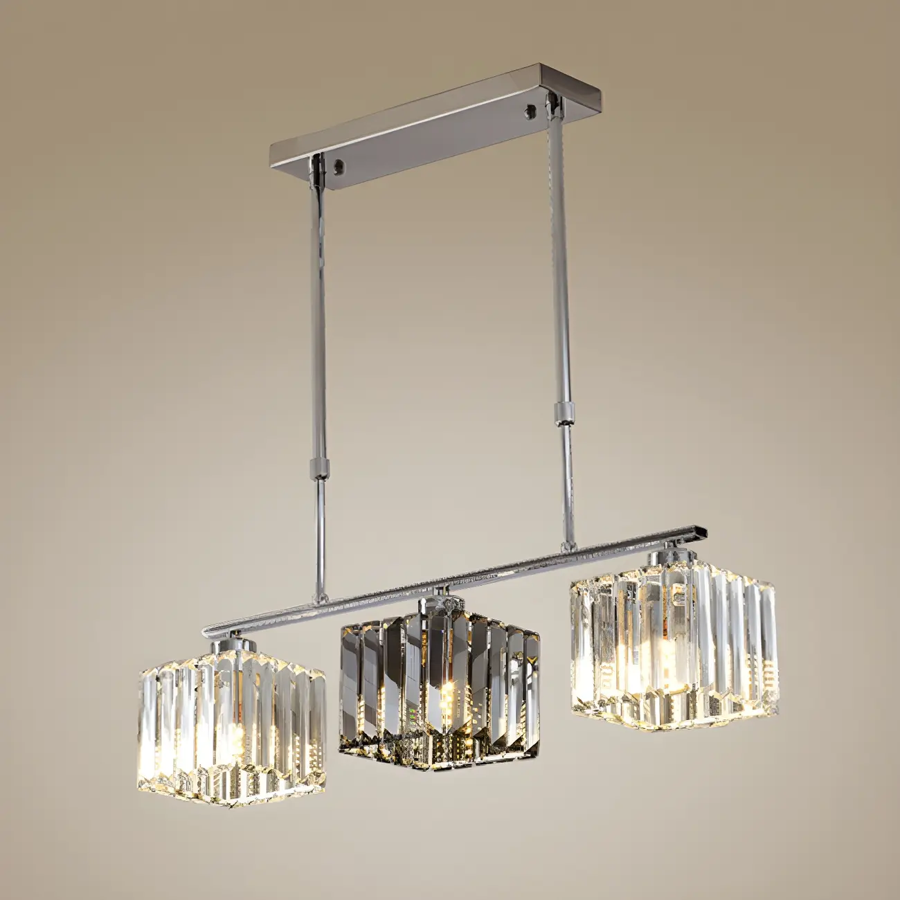 Modern Glass Island Pendant Light with Metal Frame for Kitchen Image - 6 | homeyfad