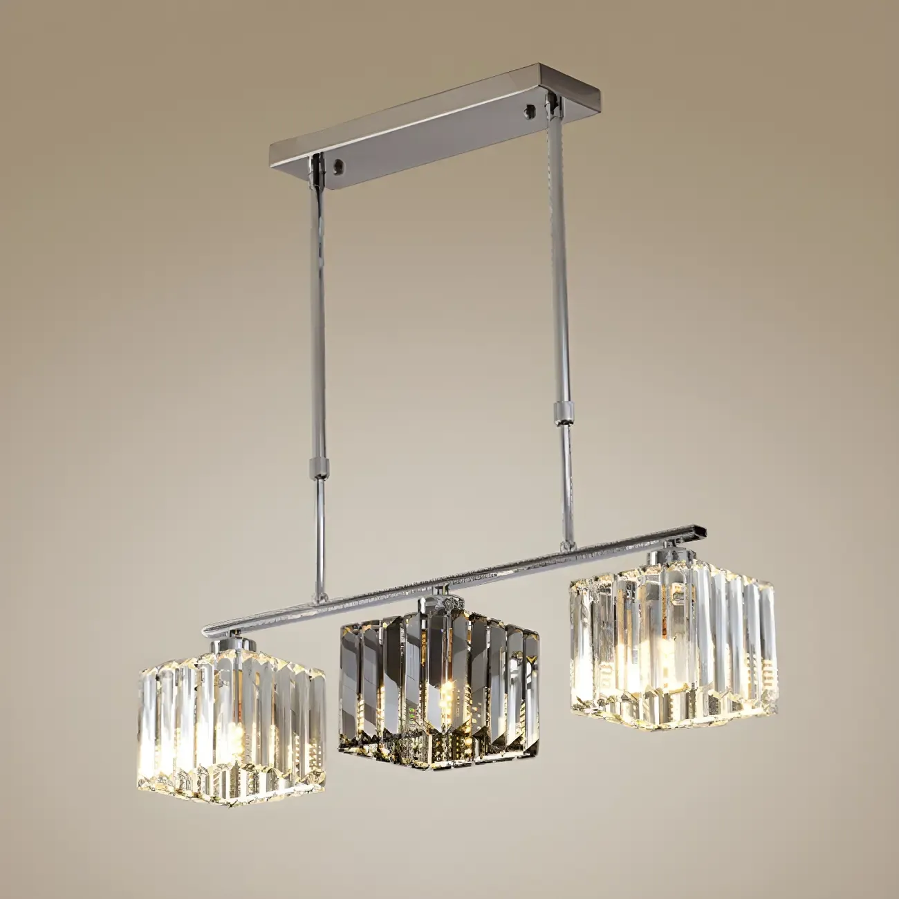 Modern Glass Island Pendant Light with Metal Frame for Kitchen Image - 6