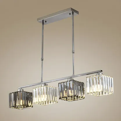 Modern Glass Island Pendant Light with Metal Frame for Kitchen Image - 7