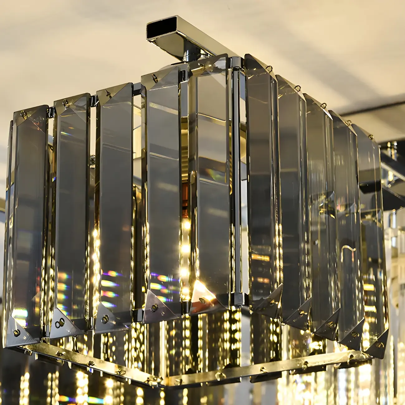 Modern Glass Island Pendant Light with Metal Frame for Kitchen Image - 8