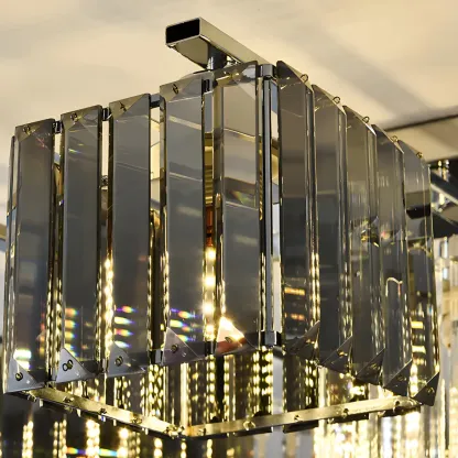 Modern Glass Island Pendant Light with Metal Frame for Kitchen Image - 8