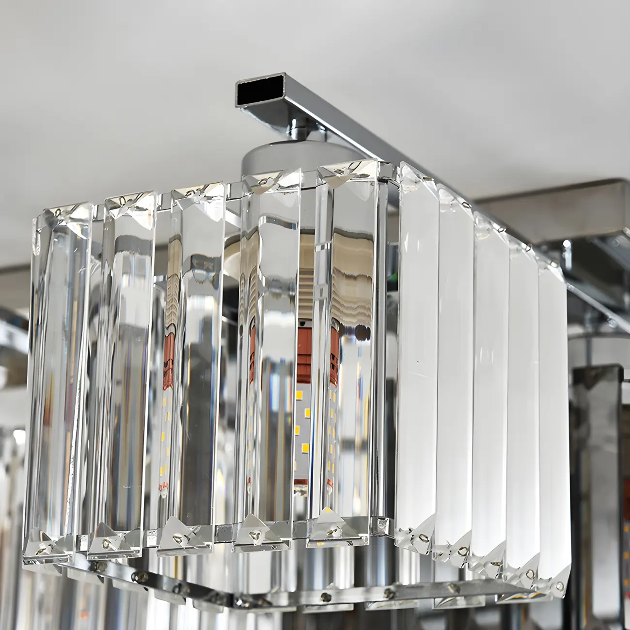 Modern Glass Island Pendant Light with Metal Frame for Kitchen Image - 10 | homeyfad