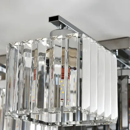 Modern Glass Island Pendant Light with Metal Frame for Kitchen Image - 10