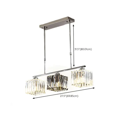 Modern Glass Island Pendant Light with Metal Frame for Kitchen #size