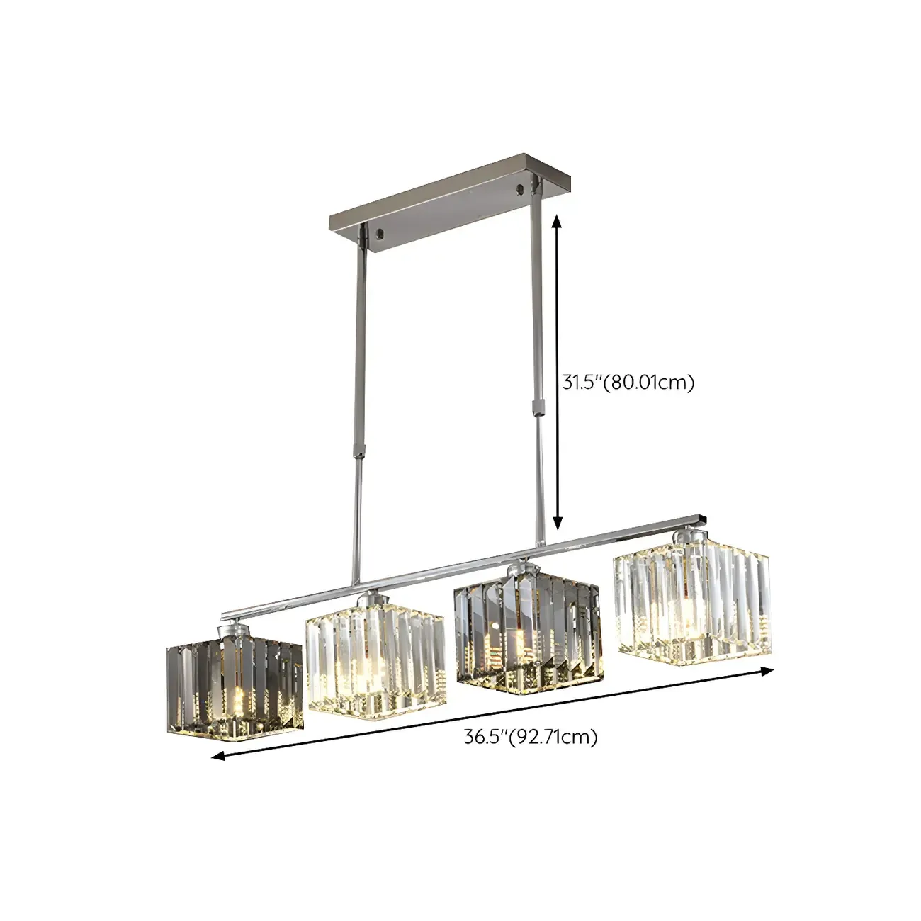 Modern Glass Island Pendant Light with Metal Frame for Kitchen Image - 13