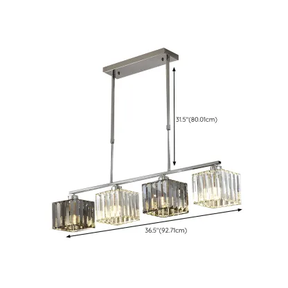 Modern Glass Island Pendant Light with Metal Frame for Kitchen Image - 13