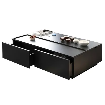 Black Wood Rectangular Lift-Top Coffee Table Image - 6