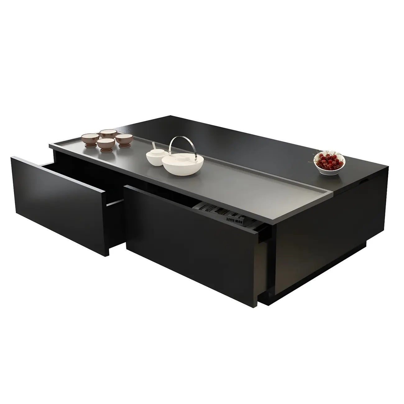 Black Wood Rectangular Lift-Top Coffee Table Image - 9 | homeyfad