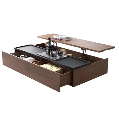 Black Wood Rectangular Lift-Top Coffee Table Image - 10