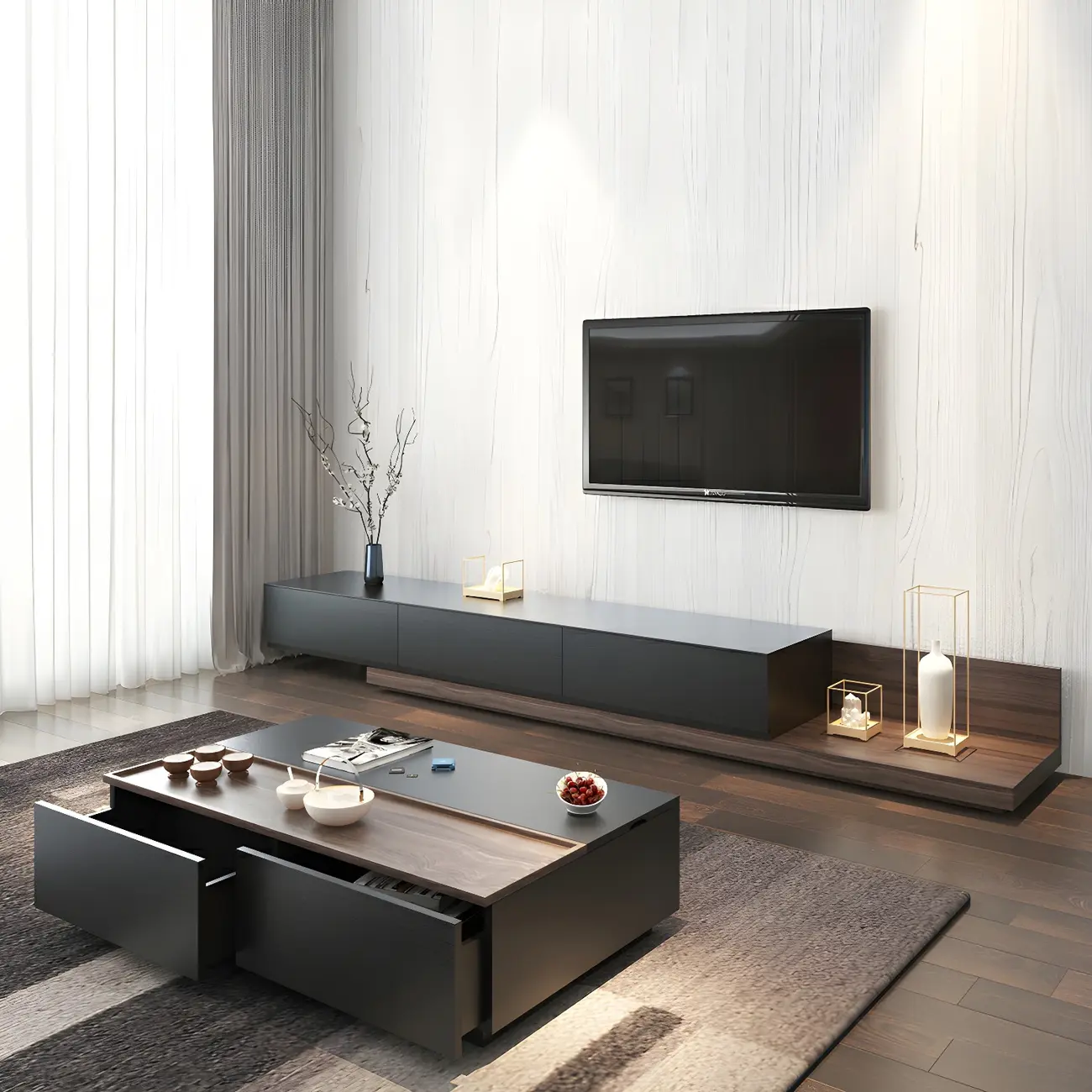 Black Wood Rectangular Lift-Top Coffee Table Image - 4 | homeyfad