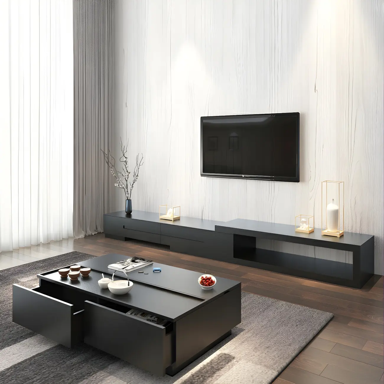 Black Wood Rectangular Lift-Top Coffee Table Image - 7 | homeyfad
