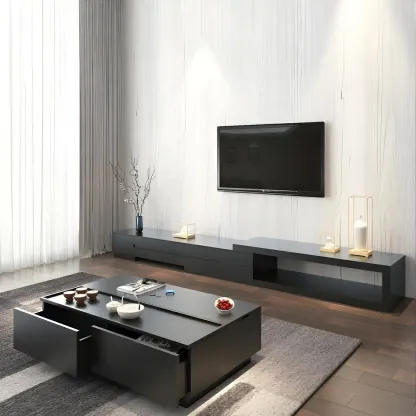 Black Wood Rectangular Lift-Top Coffee Table Image - 7