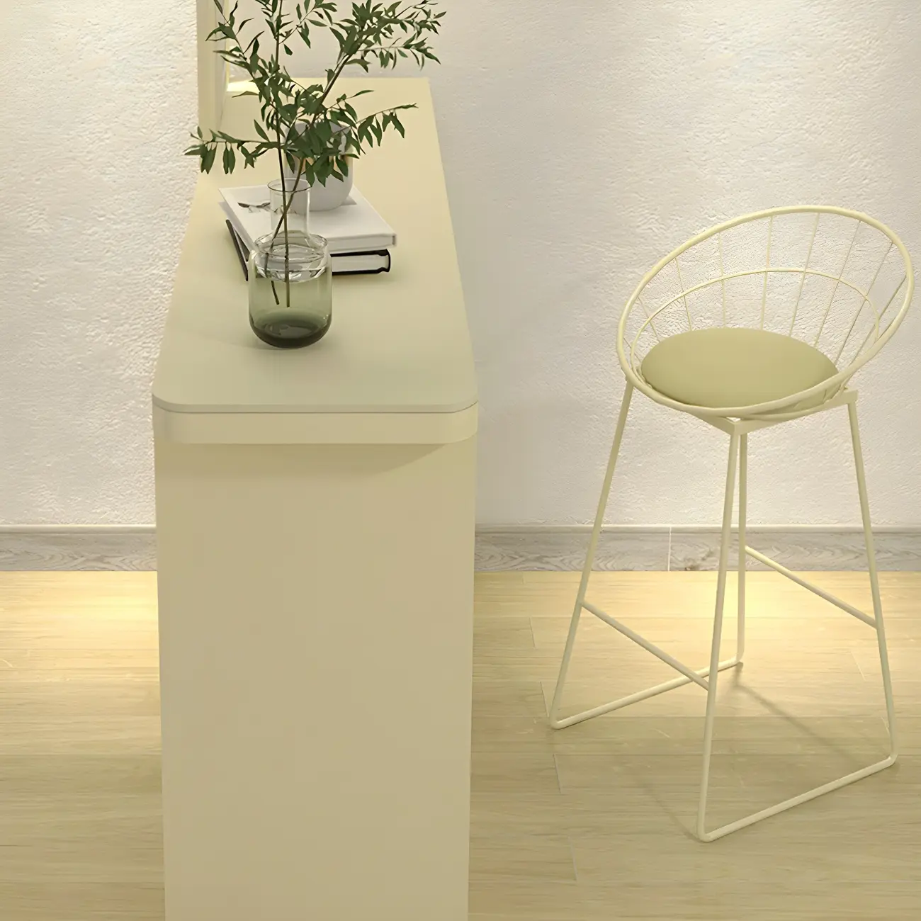 Scandinavian White Stone Iron Storage Bar Table Image - 3 | homeyfad