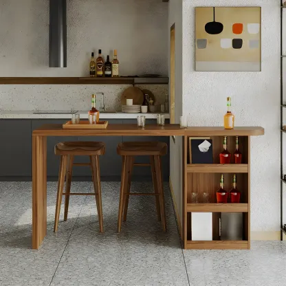 Brown Rectangular Modern Wood Storage Bar Table for Home Image - 1