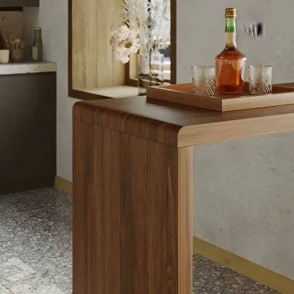 Brown Rectangular Modern Wood Storage Bar Table for Home Image - 4