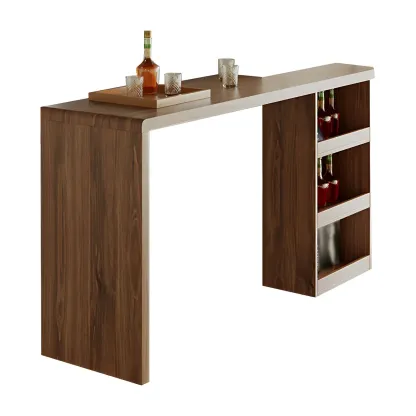 Brown Rectangular Modern Wood Storage Bar Table for Home Image - 5