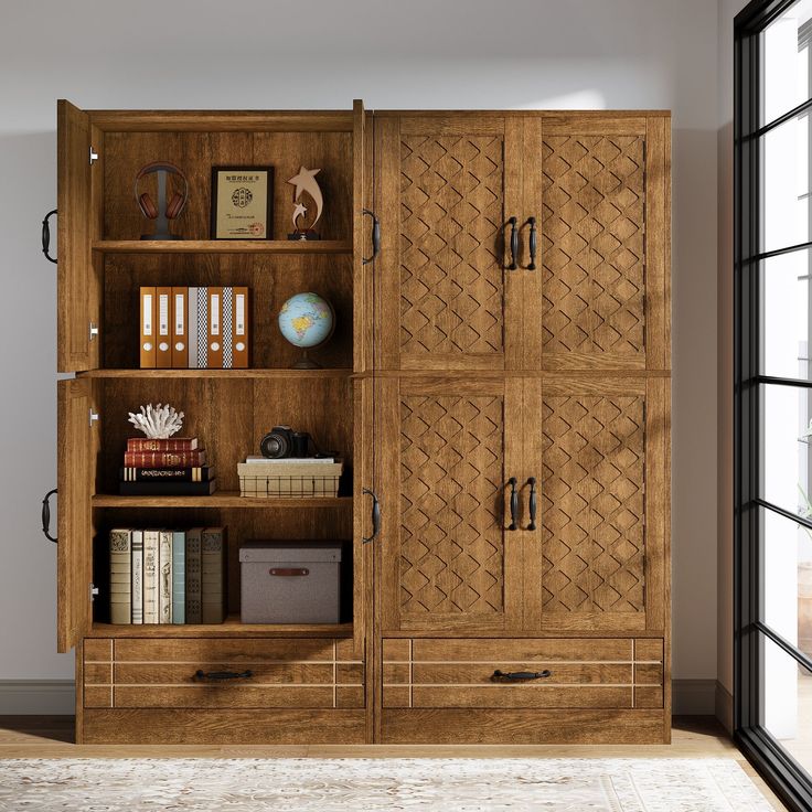solid wood doors bookcase