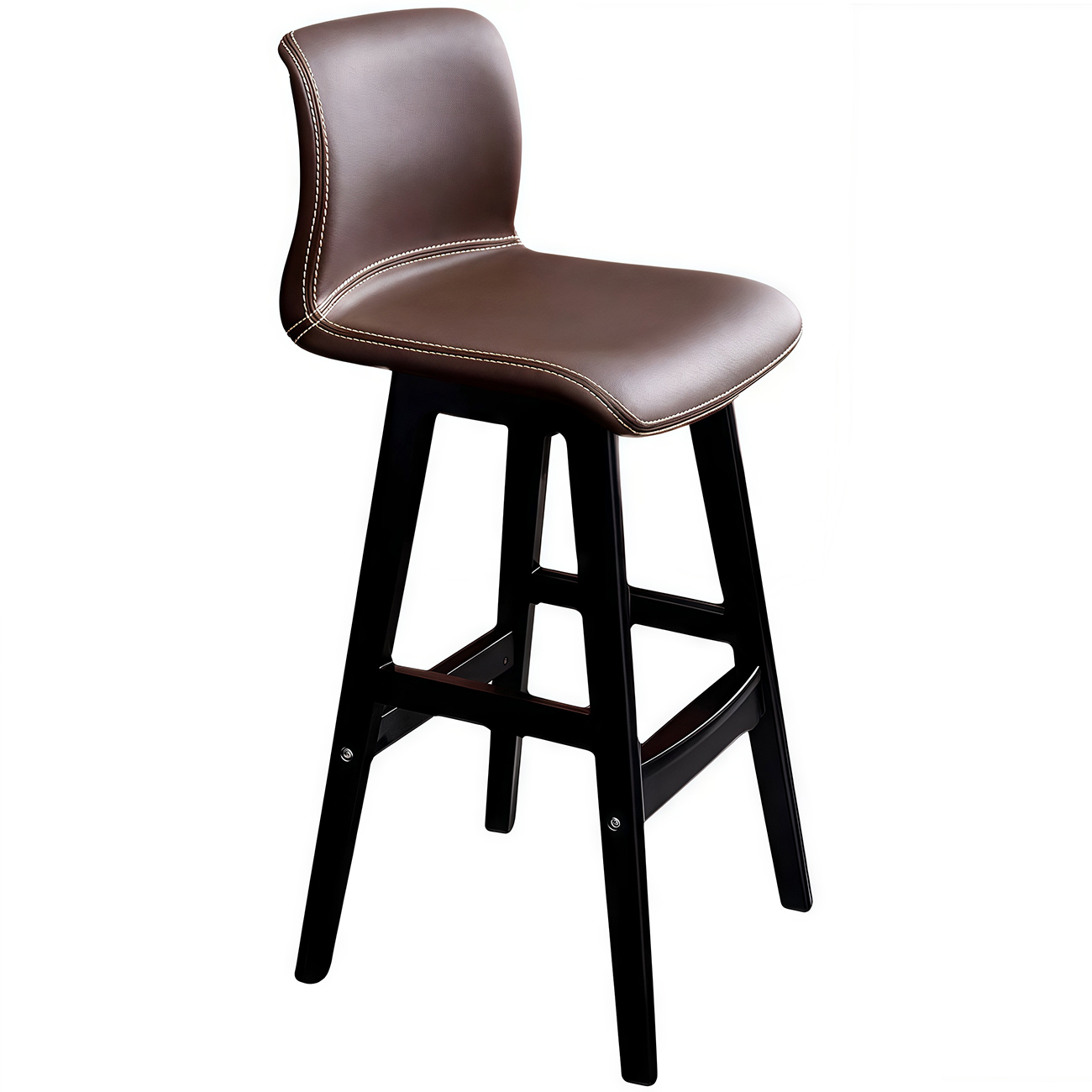 Square Low Back Leather Bar Stools with Footrest