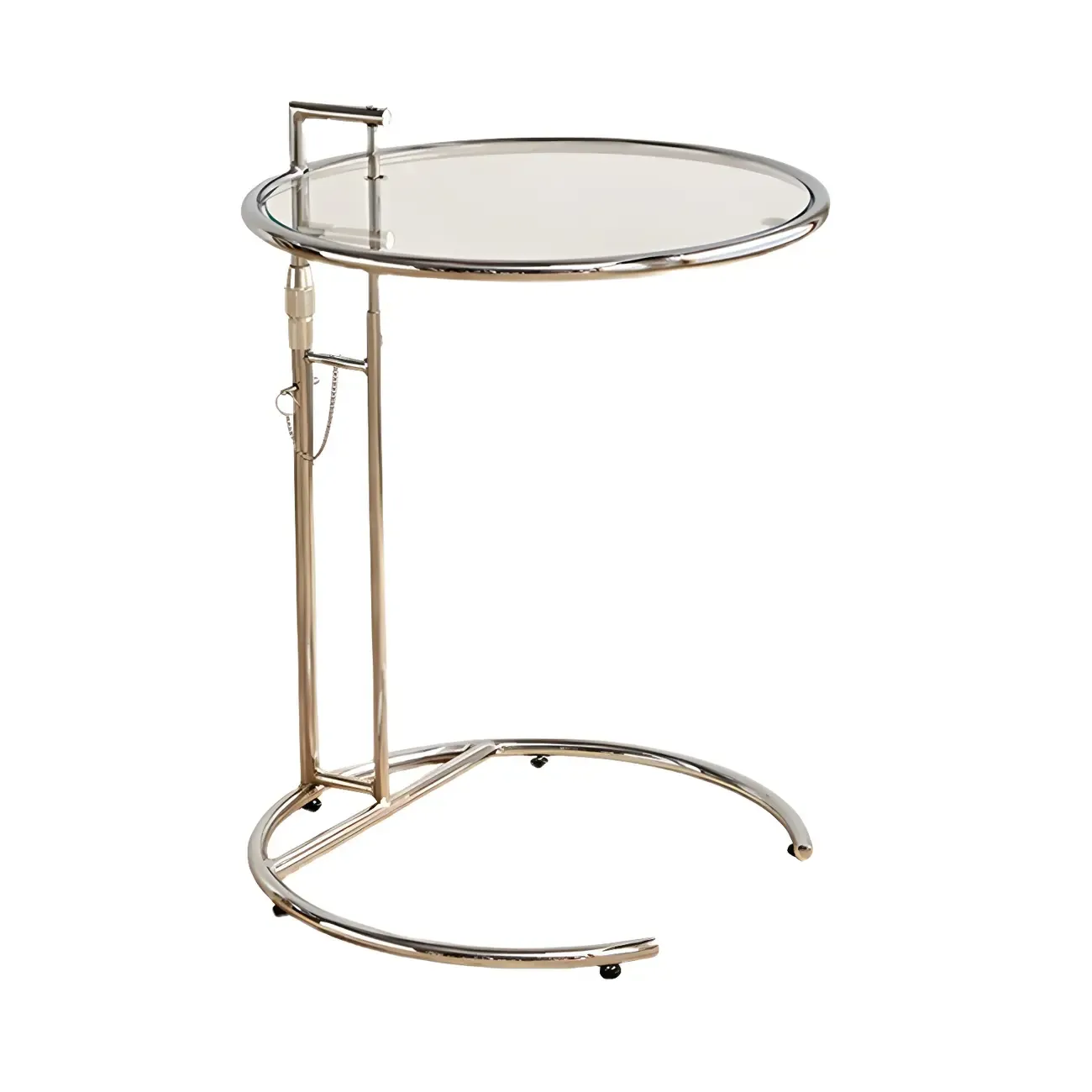 Silver Round C-Shaped Adjustable Height End Table Image - 10