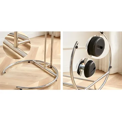 Silver Round C-Shaped Adjustable Height End Table Image - 14