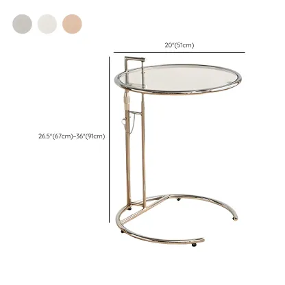 Silver Round C-Shaped Adjustable Height End Table #size