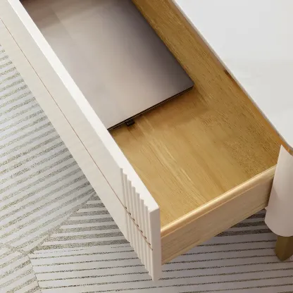 Stylish Stone Mueble Para TV Stand with Open Storage & Drawers Image - 5