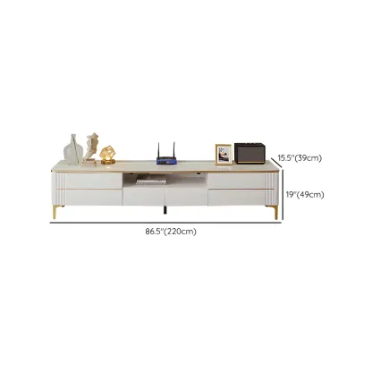 Stylish Stone Mueble Para TV Stand with Open Storage & Drawers Image - 11