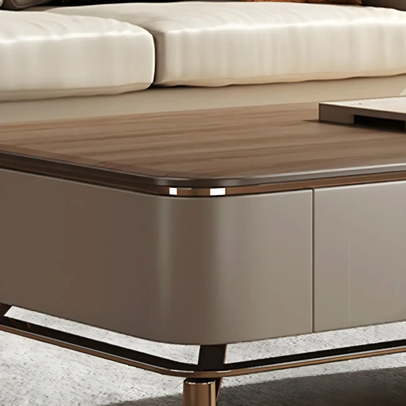 Modern Brown Wooden TV Stand with Drawers for Living Room Image - 7
