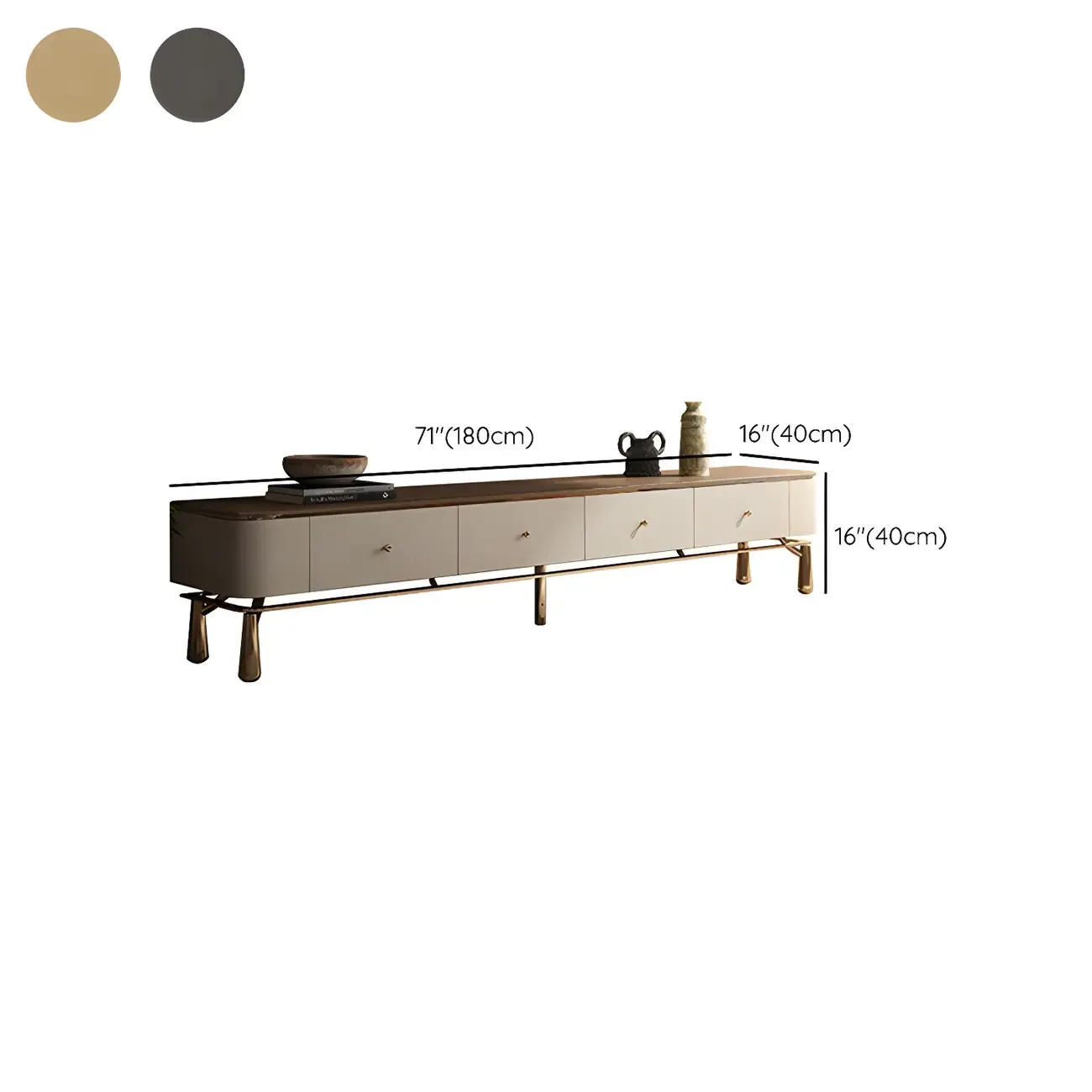 Modern Brown Wooden TV Stand with Drawers for Living Room #size