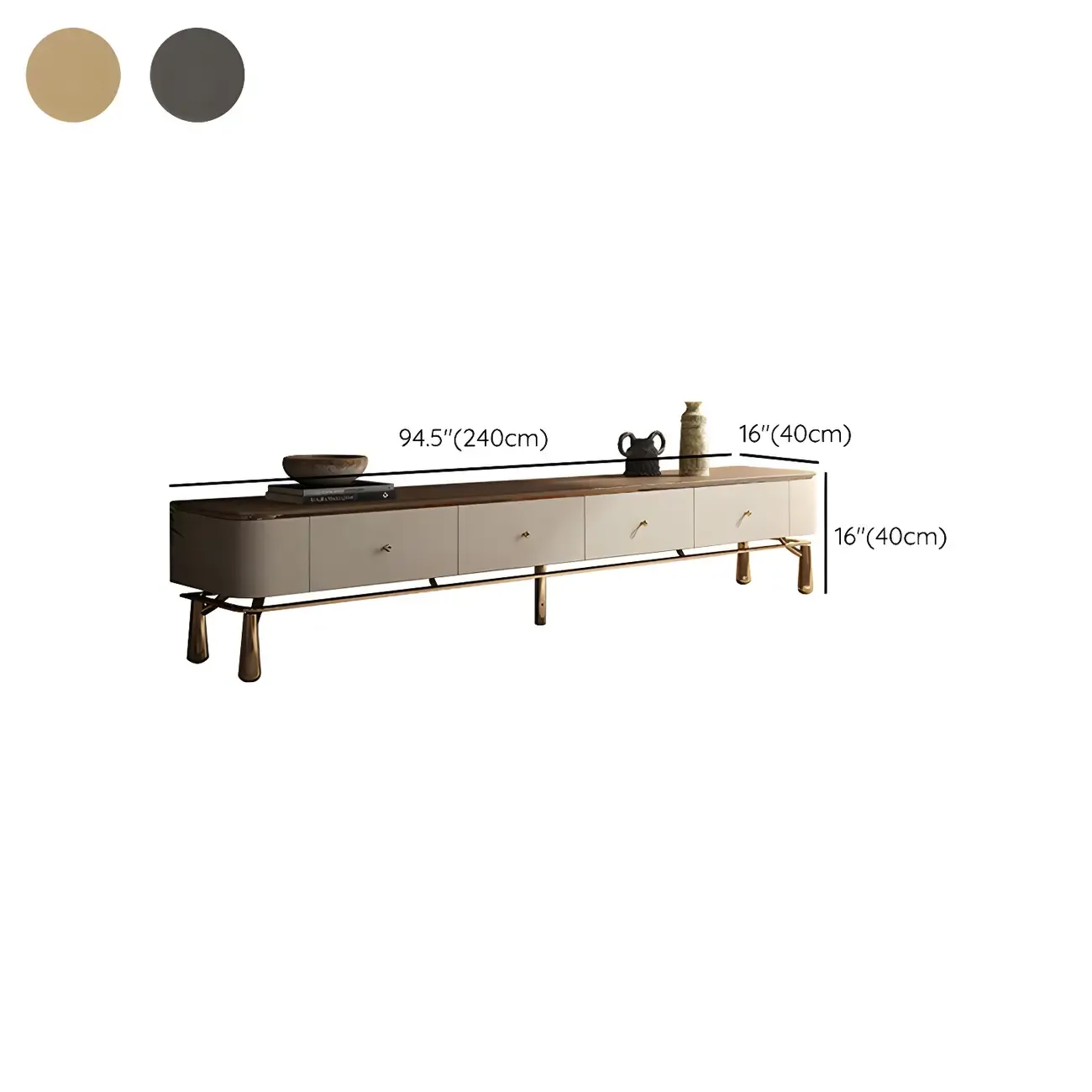 Modern Brown Wooden TV Stand with Drawers for Living Room Image - 12
