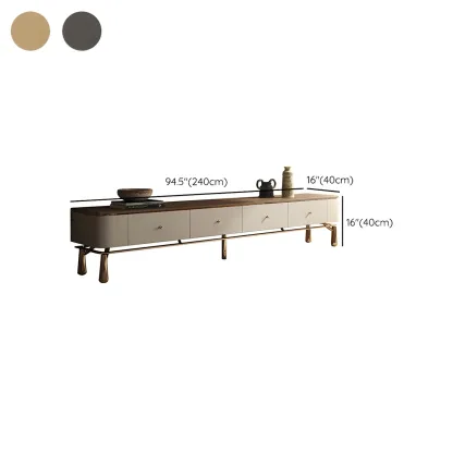 Modern Brown Wooden TV Stand with Drawers for Living Room Image - 12