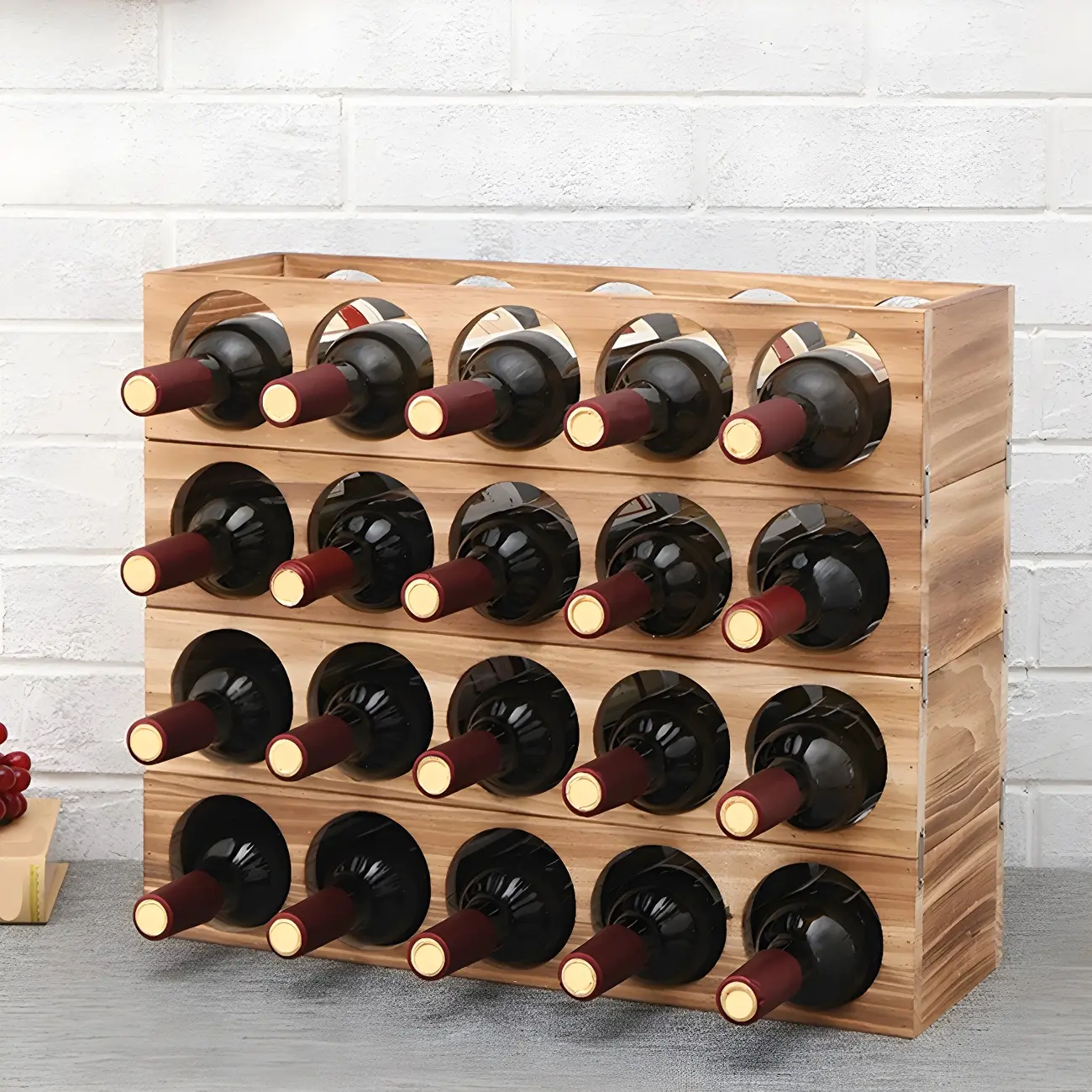 Natural Wooden Stackable Wine Rack Tabletop Wine Holder | homeyfad