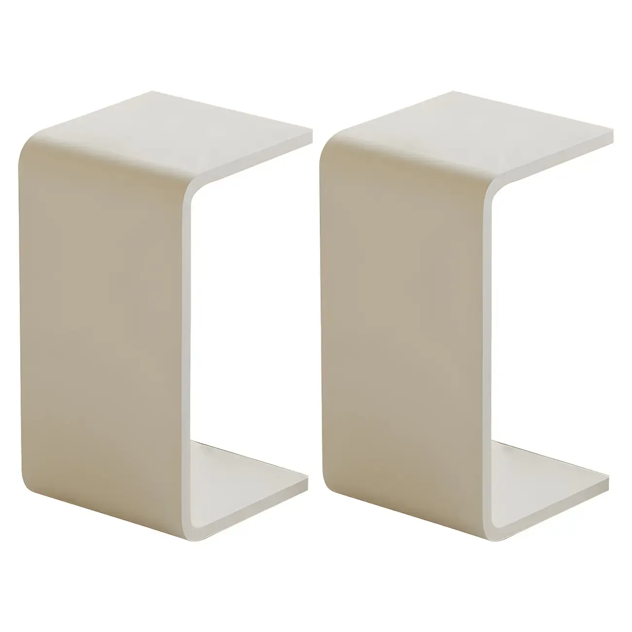 Simple White Acrylic C-Shaped Square Side Table Image - 15