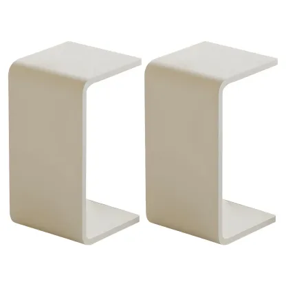 Simple White Acrylic C-Shaped Square Side Table Image - 15
