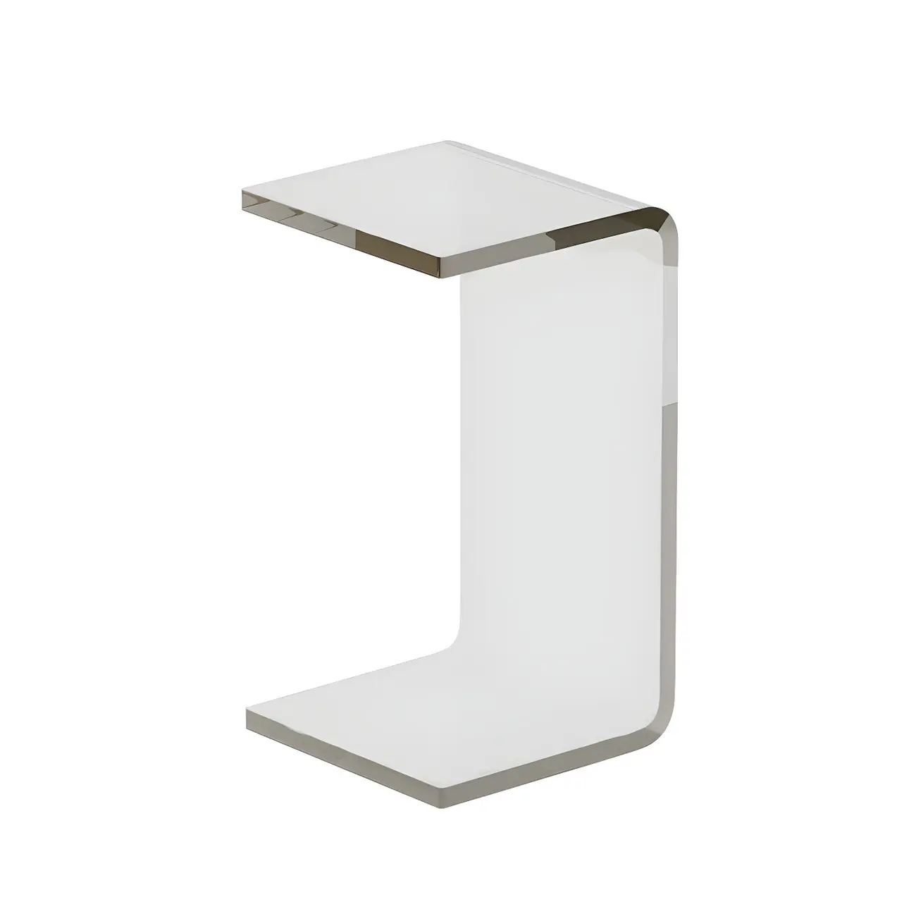 Simple White Acrylic C-Shaped Square Side Table Image - 16 | homeyfad