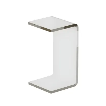 Simple White Acrylic C-Shaped Square Side Table Image - 16